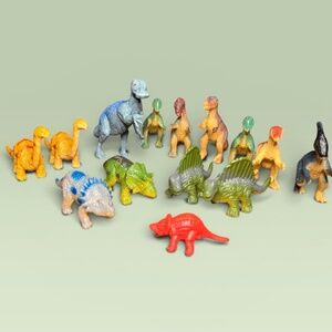 Vintage 1993 - Lot of 14 - Miniature Plastic Dinosaurs - Mixed Lot 1-2.5"